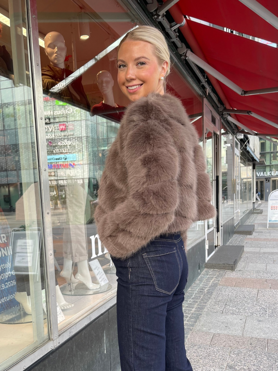 Katy keinoturkki, ruskea ja taupe