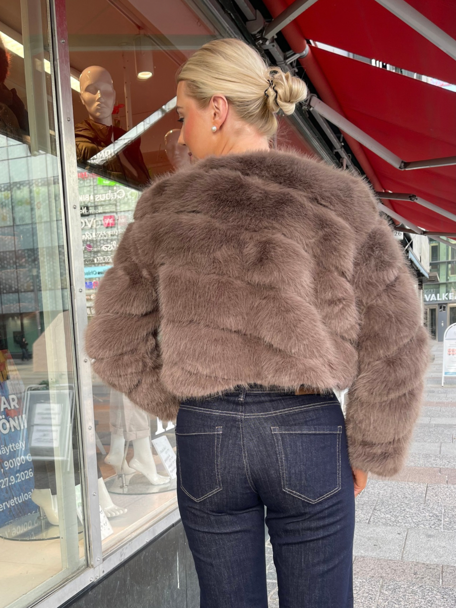 Katy keinoturkki, ruskea ja taupe