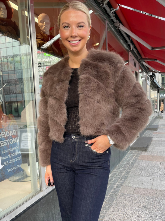 Katy keinoturkki, ruskea ja taupe